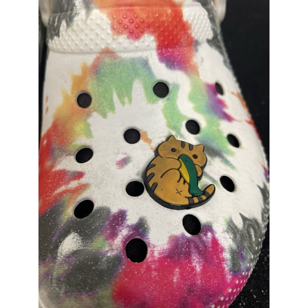 Classic Crocs Tie Dye Clogs Cat Charms Shoes Lined Warm Women's 8 Men's 6 Multi - Picture 5 of 16